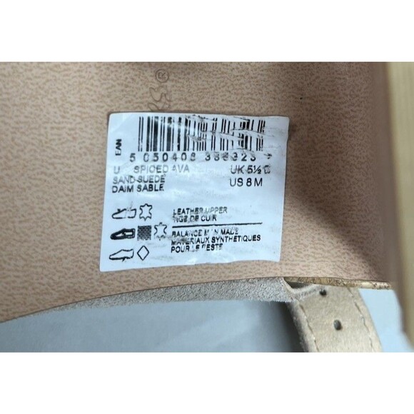 Clarks Spiced Ava Block Mid Heels Tan Suede Leather Sandal Sz 8 - Picture 11 of 11